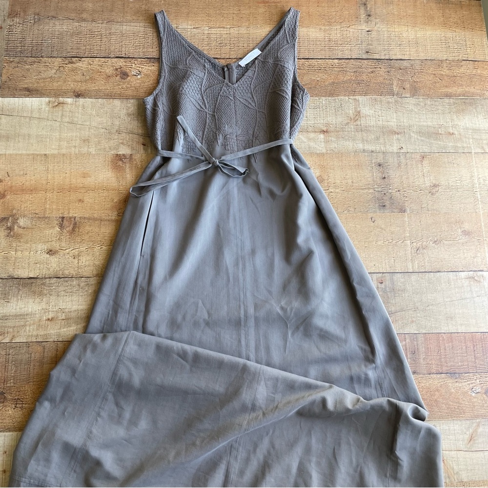 TONET Sleeveless V-Neck Lightweight Maxi Dress Cotton Blend SMALL Earthy Taupe